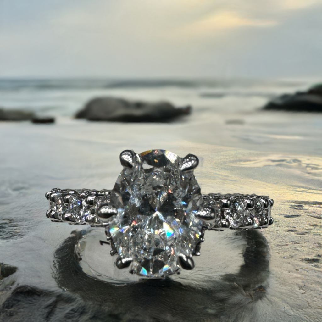 14K W Ring Lab Diamond 4.70CT or blanc Gold rings