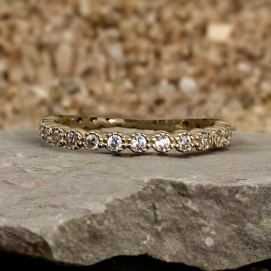 Bezel eternity ring 10K Y Gold Women Ring 1.77g