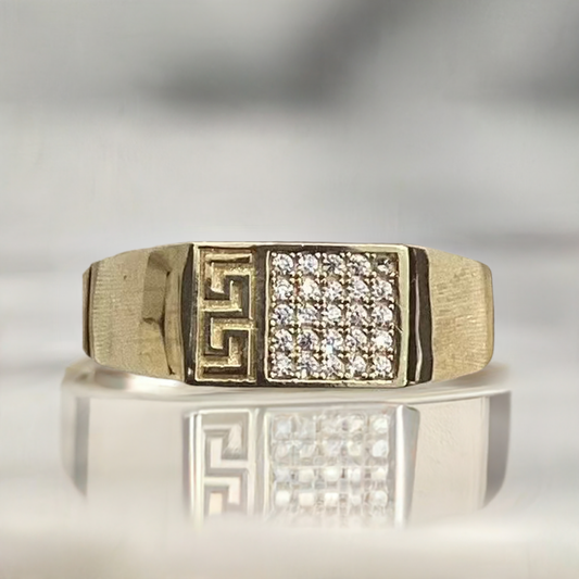 Bague pour homme en or jaune 10 carats avec zirconia - 3,56 g - Taille unique