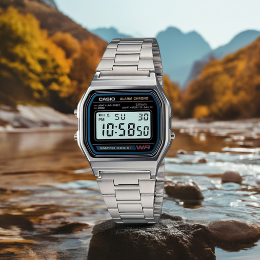 Casio A158WA-1 Vintage Digital Watch - Stainless Steel