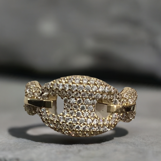 Iced Coffee Bean 10K Y Gold Women Ring 3.31g