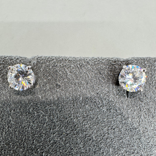 Boucles d'oreilles puces en moissanite de 5 mm, argent sterling plaqué rhodium MJJVG-E002SMS-5mm