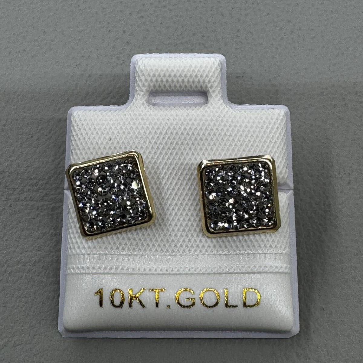 10K Gold Pavé Square Stud Earrings
