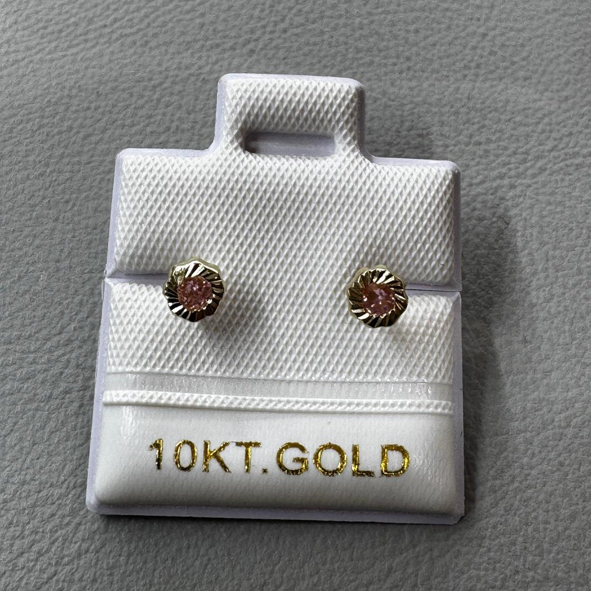 10K Gold Diamond-Cut Pinwheel Flower Stud Earrings #3