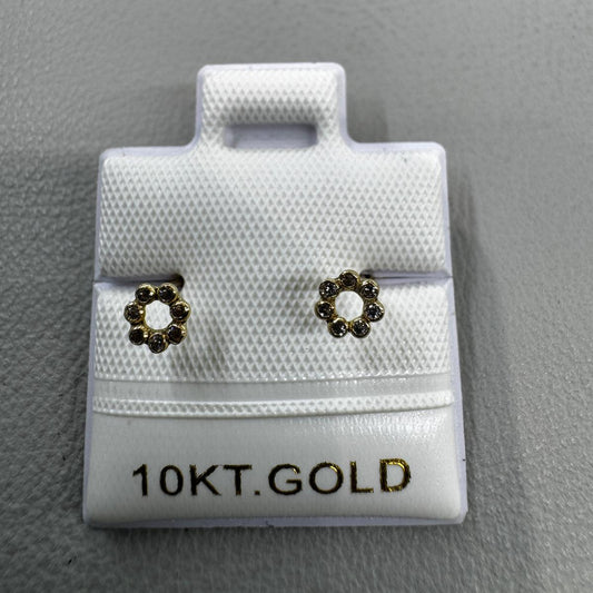 10K Gold Baby Circle Stud Earrings