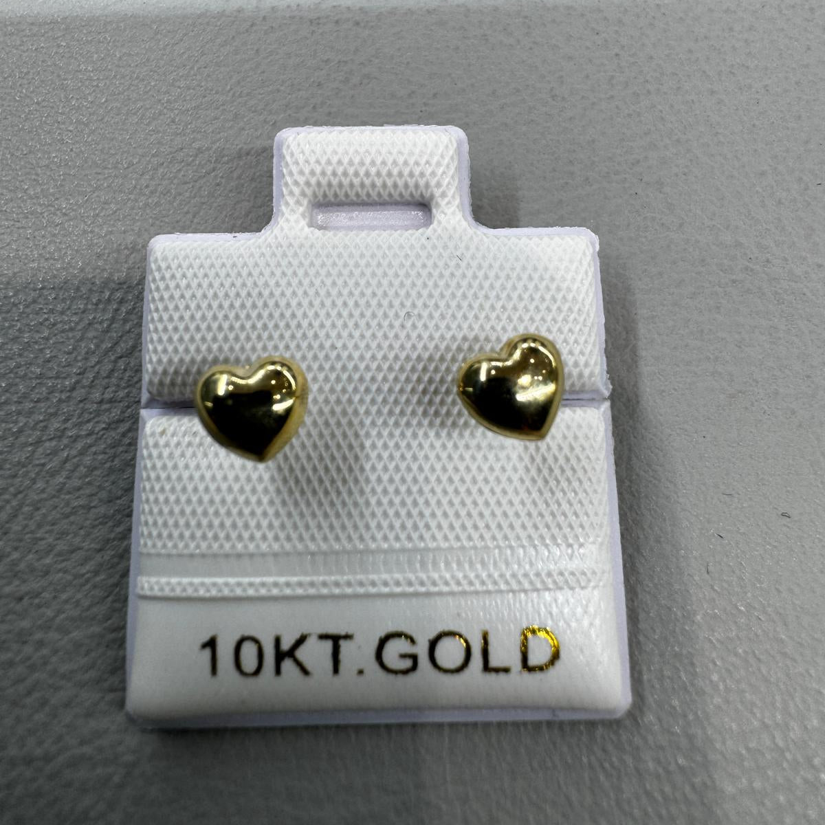 10K Gold Puffed Heart Stud Earrings #5