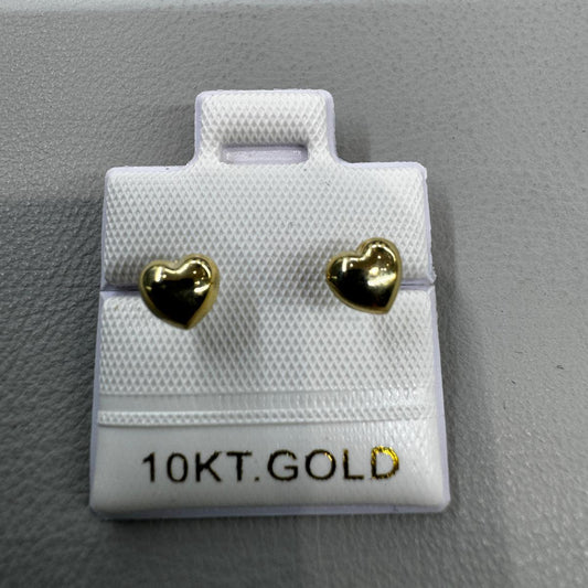 10K Gold Puffed Heart Stud Earrings #5