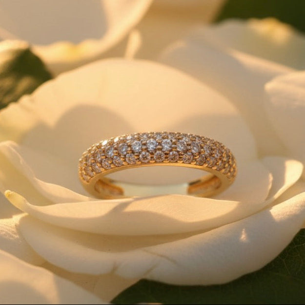 10K gold moissanite ring detail showing moissanite sparkle expert craftsmanship
