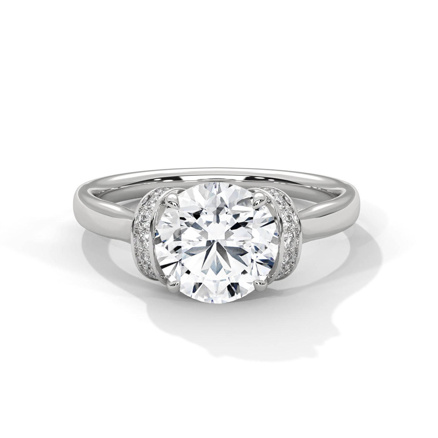 Round Solitaire Engagement Ring with Hidden Halo DM-010