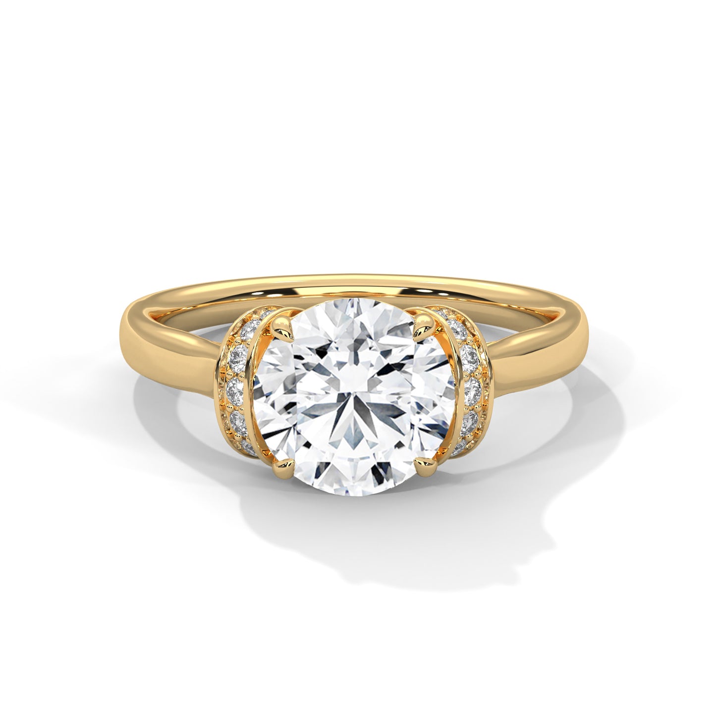 Round Solitaire Engagement Ring with Hidden Halo DM-010