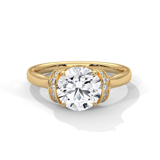 Round Solitaire Engagement Ring with Hidden Halo DM-010