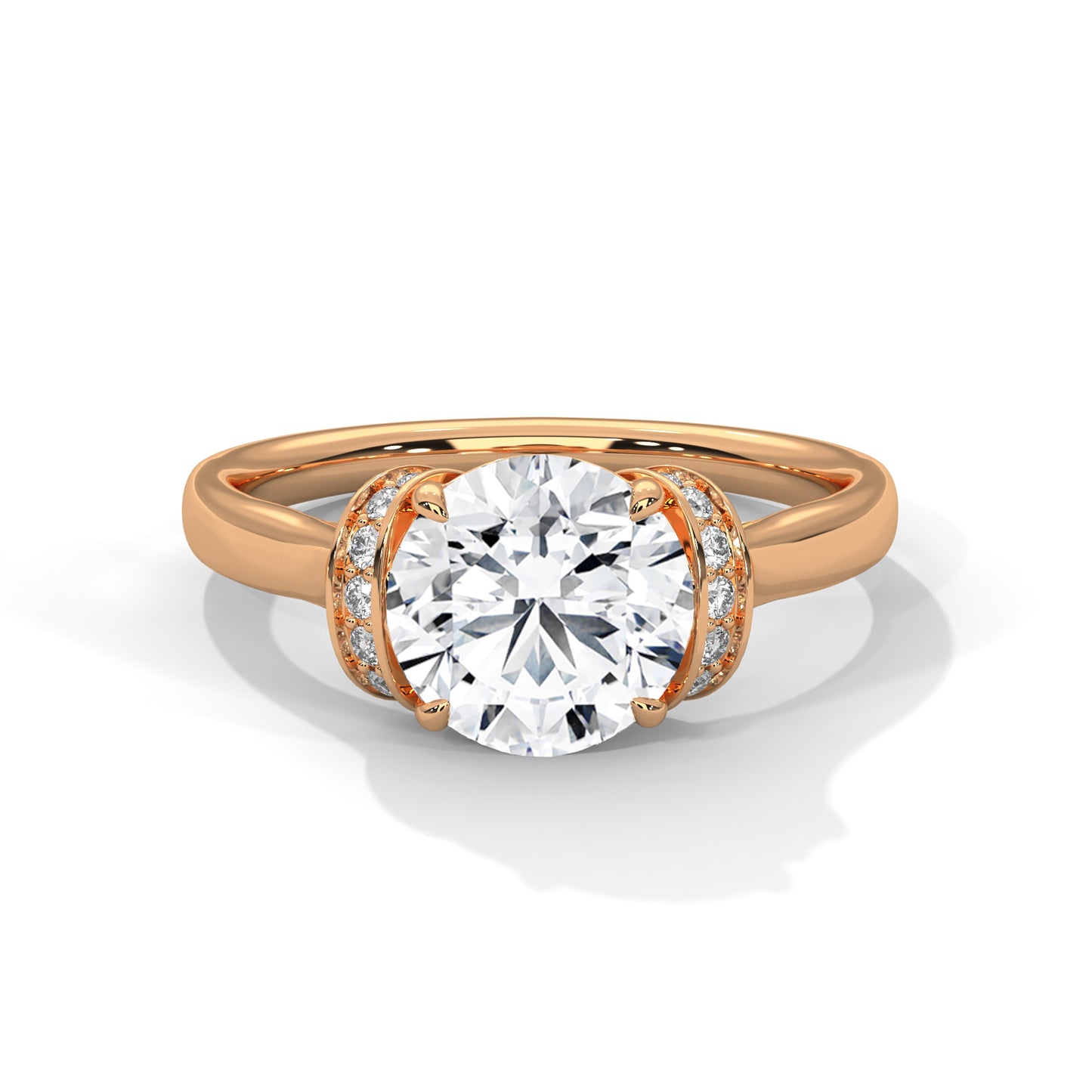 Round Solitaire Engagement Ring with Hidden Halo DM-010