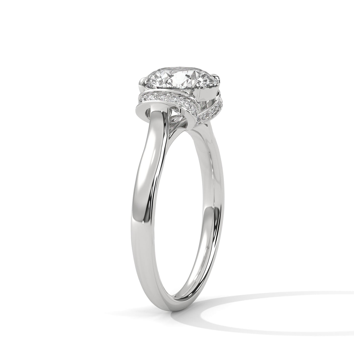 Round Solitaire Engagement Ring with Hidden Halo DM-010