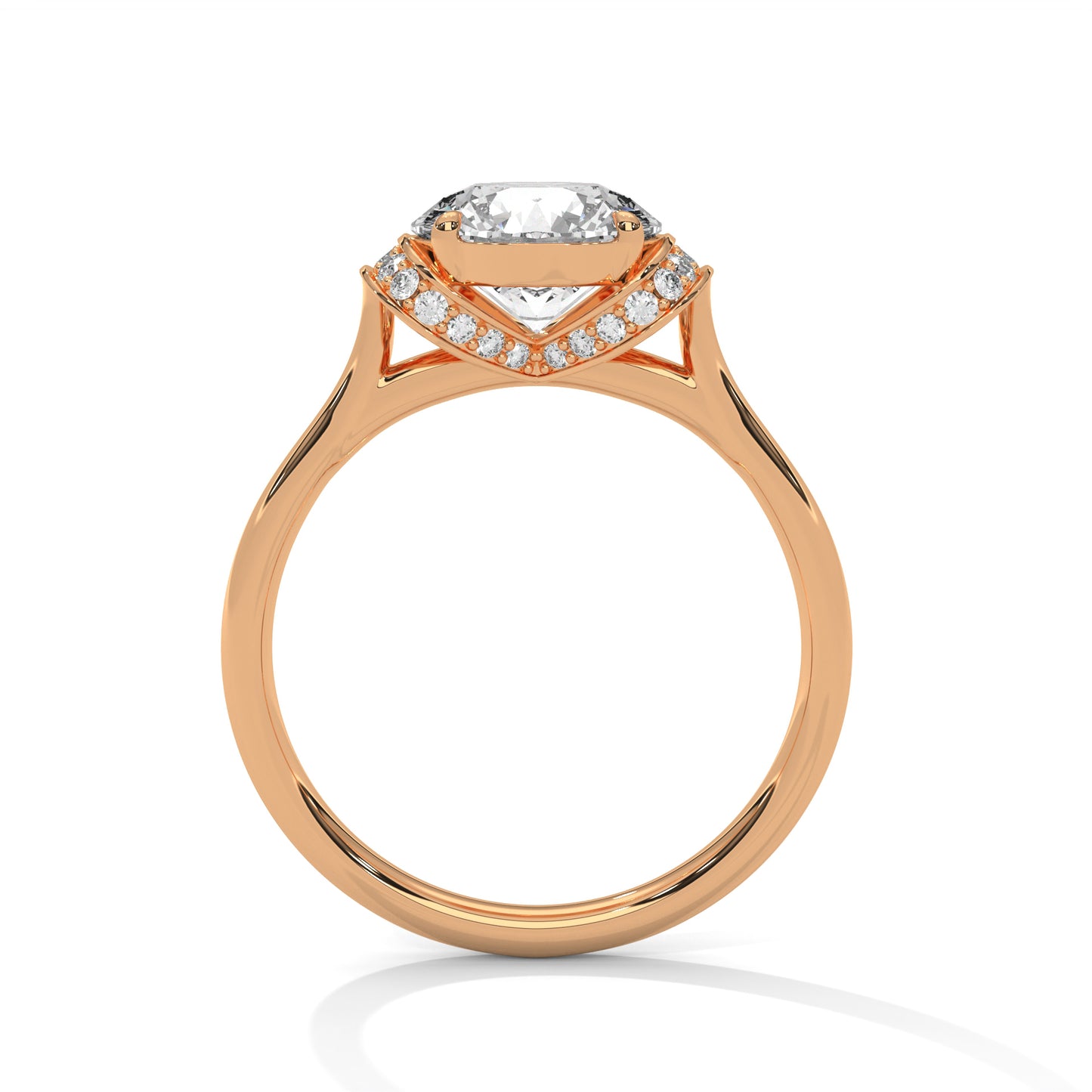 Round Solitaire Engagement Ring with Hidden Halo DM-010