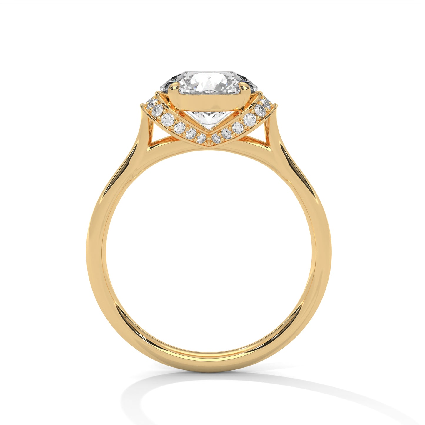 Round Solitaire Engagement Ring with Hidden Halo DM-010