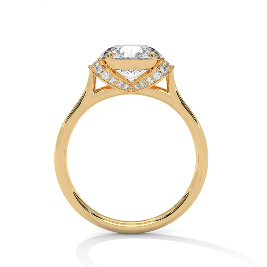 Round Solitaire Engagement Ring with Hidden Halo DM-010