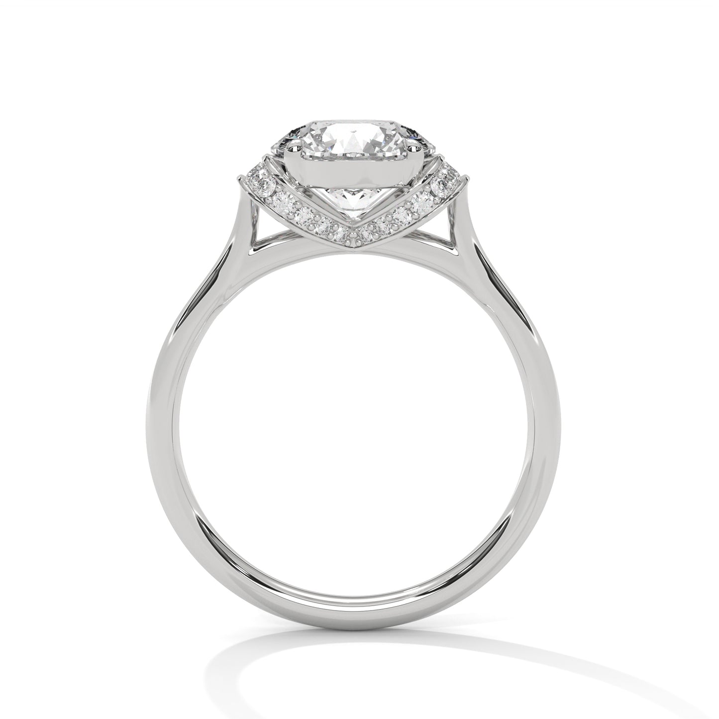 Round Solitaire Engagement Ring with Hidden Halo DM-010