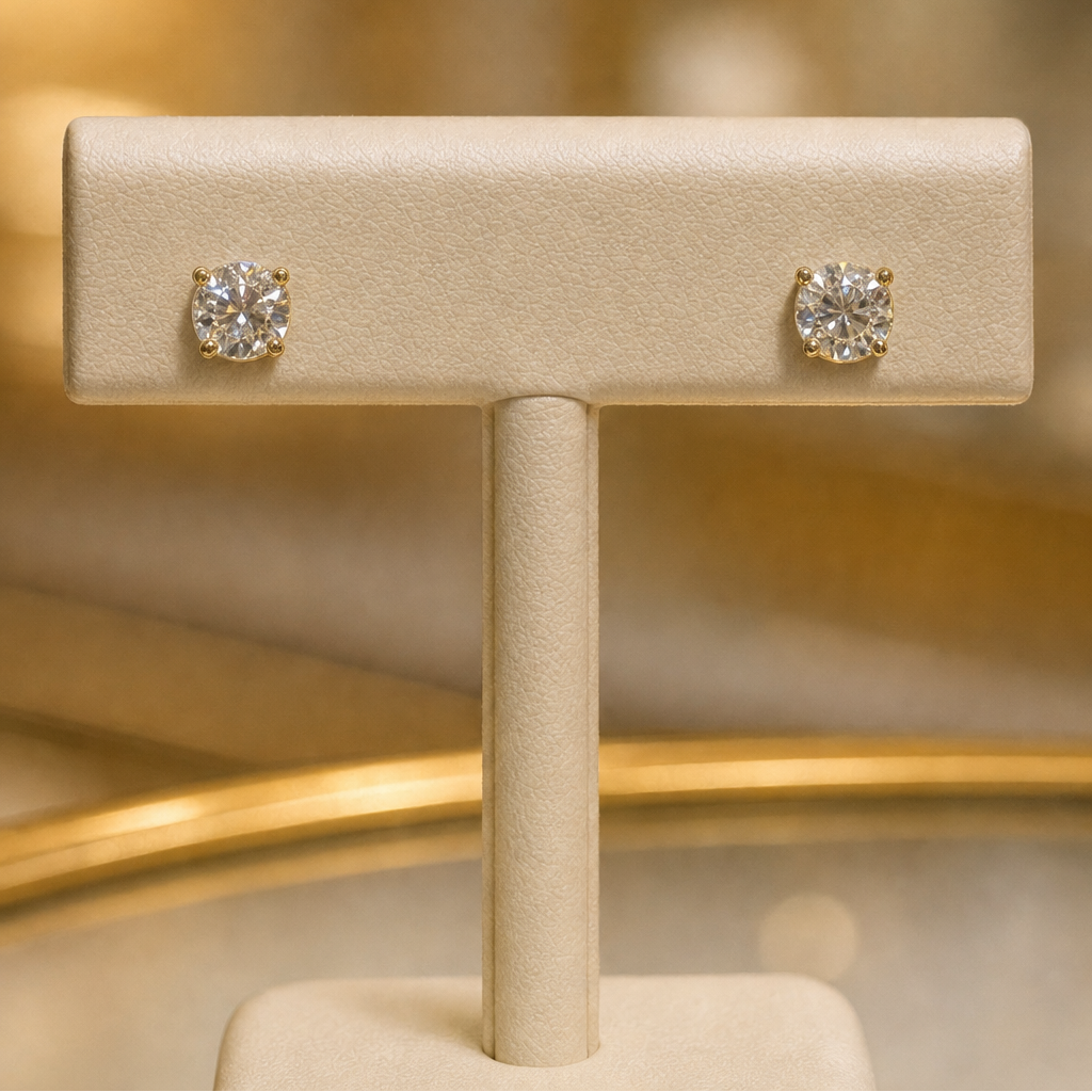 Gold 10K stud earrings 10100 2mm stones