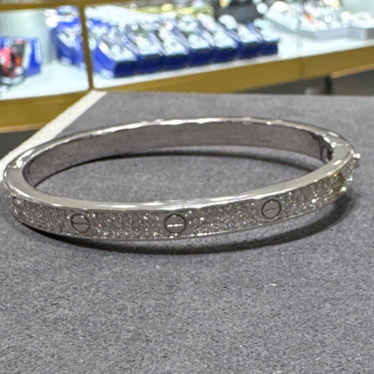 Silver moissanite bangle Argent Bracelet