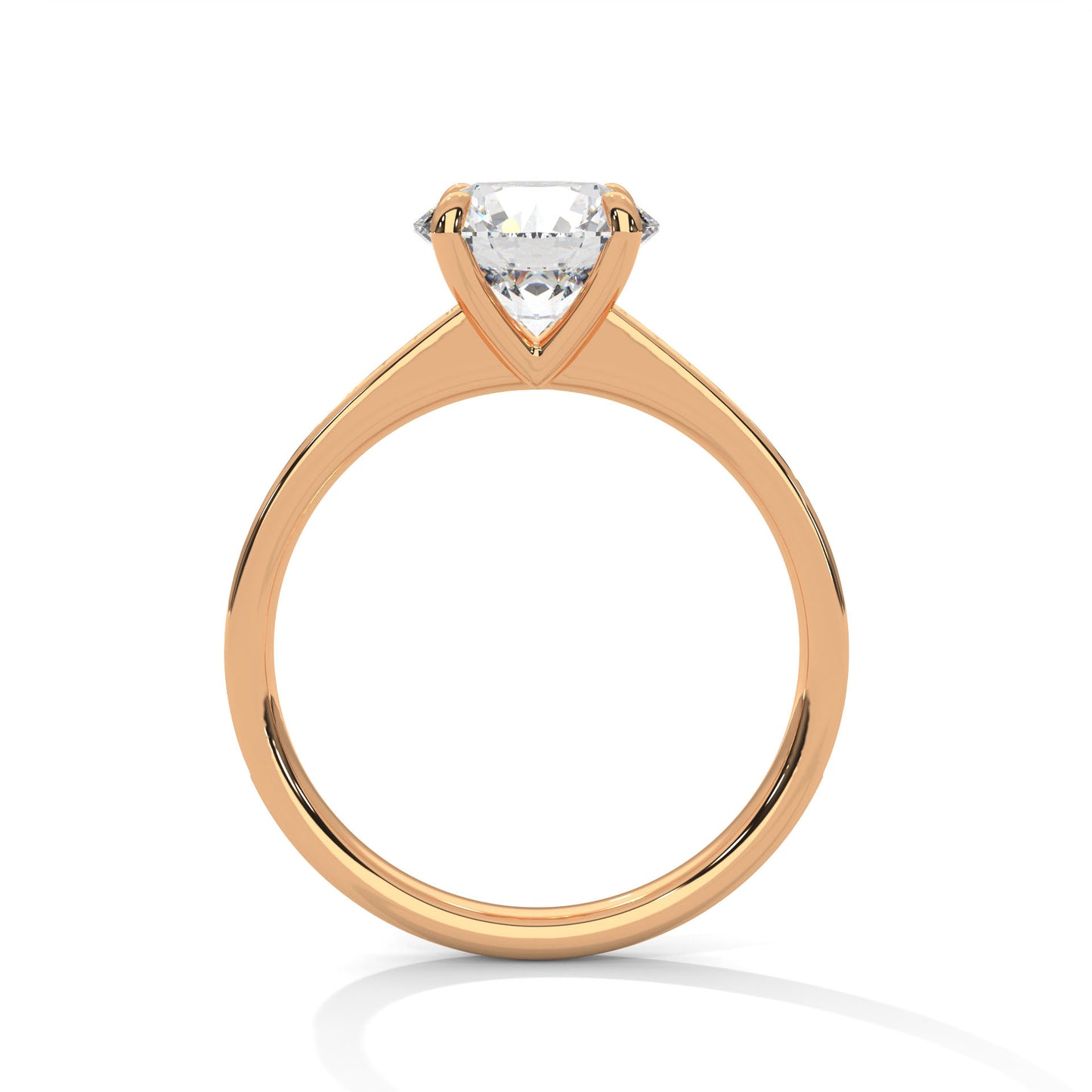 Round Solitaire Engagement Ring with Cathedral Pavé Band DM-013