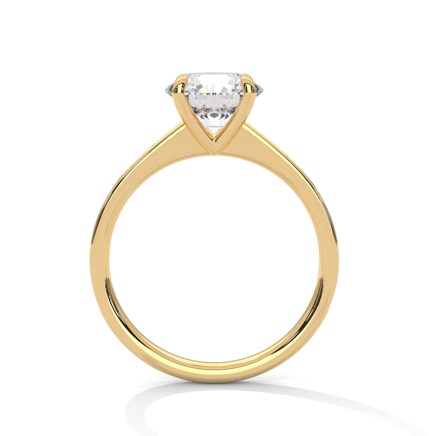 Round Solitaire Engagement Ring with Cathedral Pavé Band DM-013