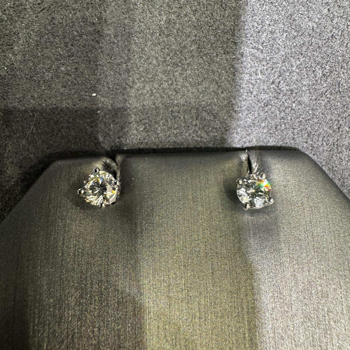14K gold natural diamond stud earrings 0.90 carat total weight near-carat brilliance luxury
