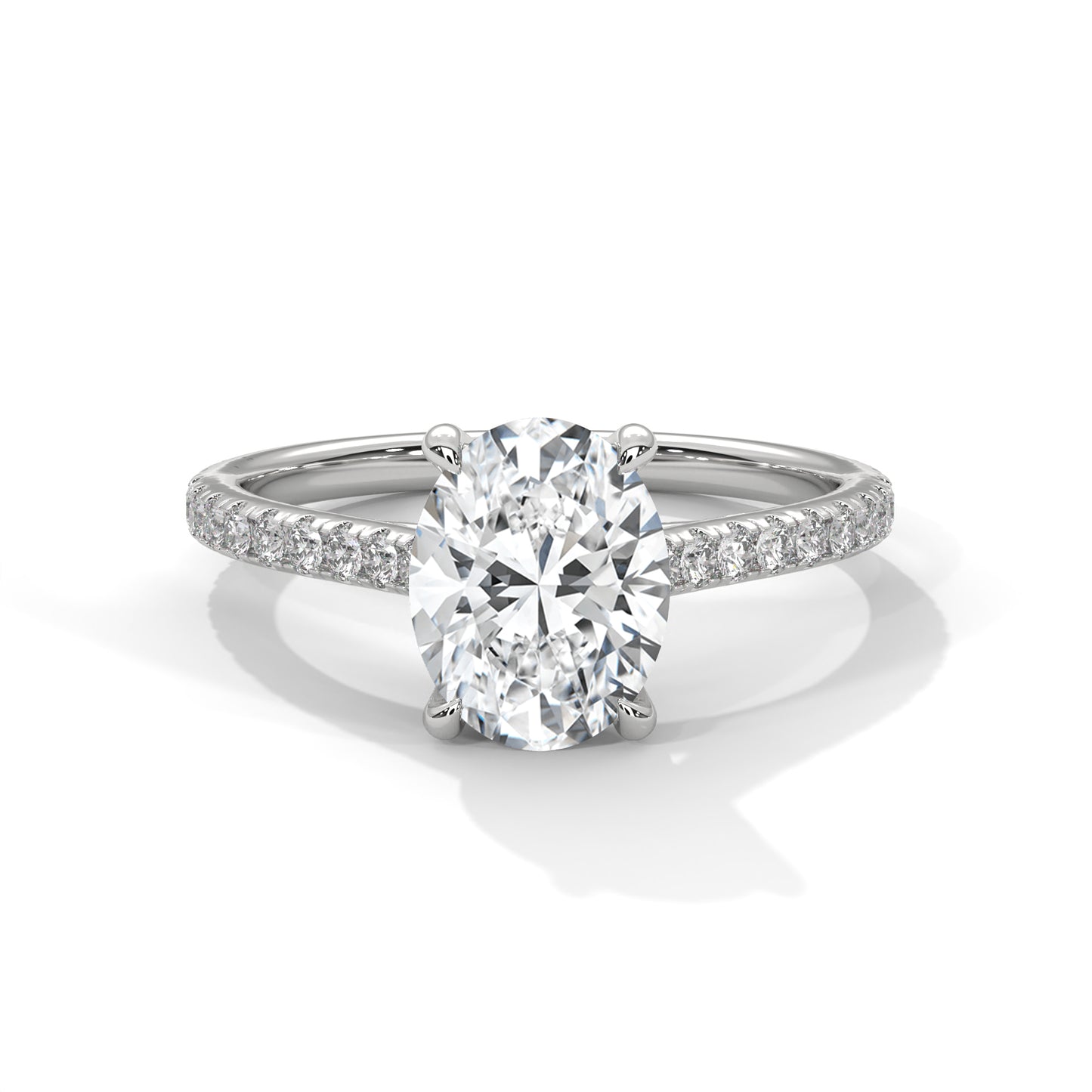 Oval Solitaire Engagement Ring with Pavé Band DM-001