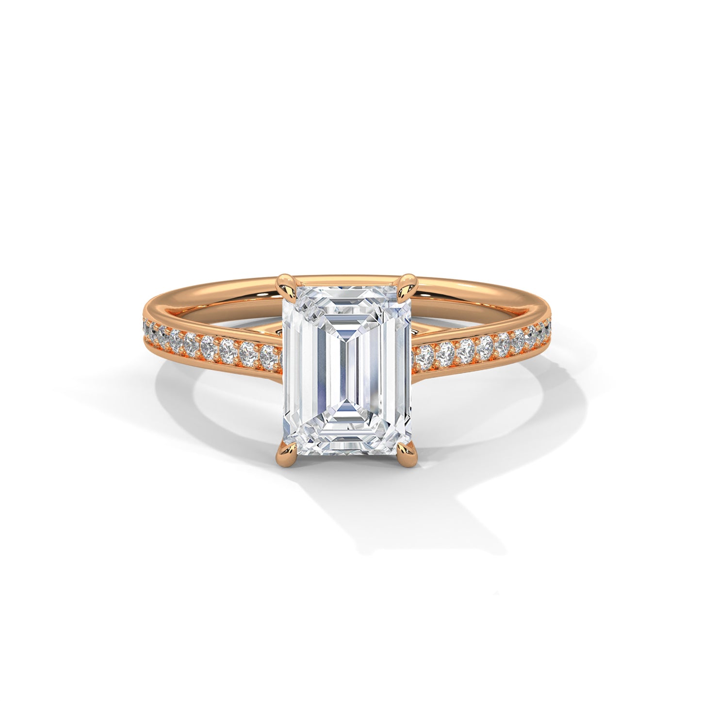 Radiant Cut Engagement Ring with Pavé Band DM-012