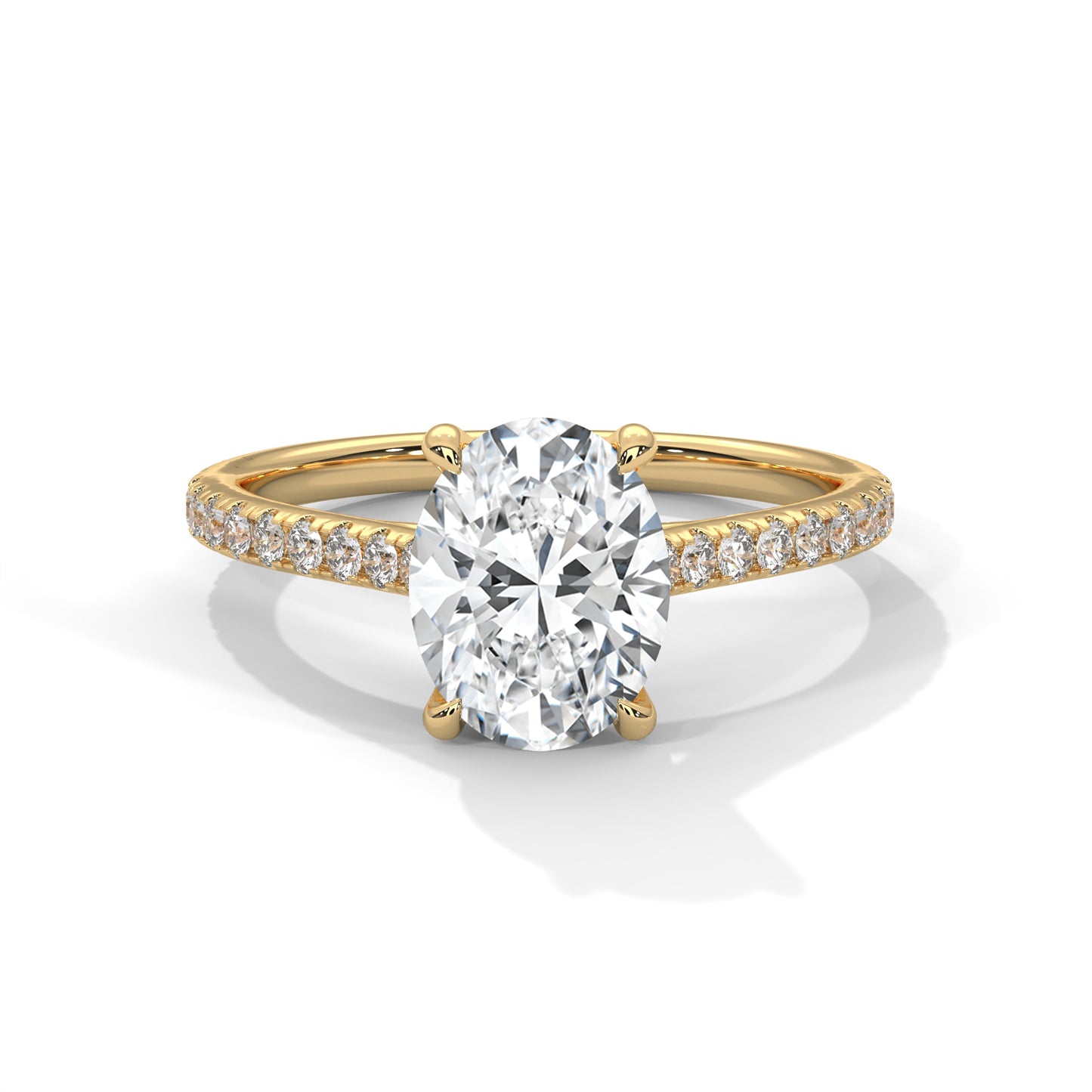Oval Solitaire Engagement Ring with Pavé Band DM-001