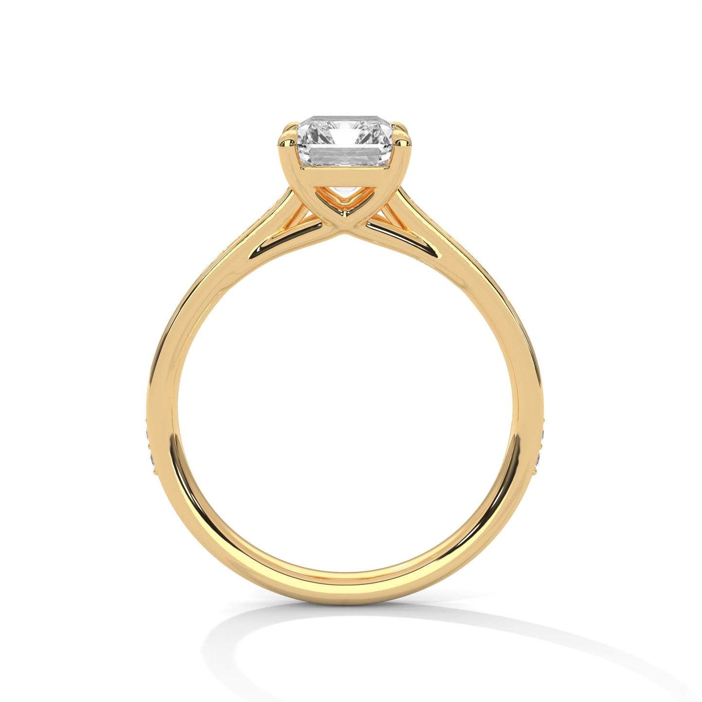 Radiant Cut Engagement Ring with Pavé Band DM-012