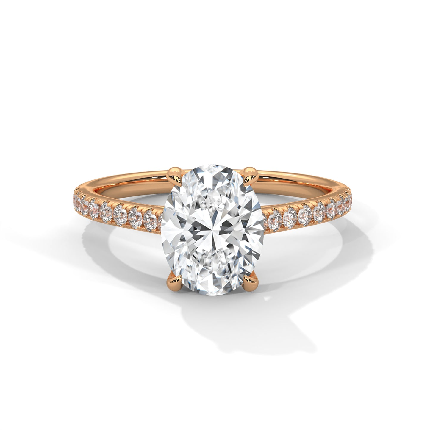 Oval Solitaire Engagement Ring with Pavé Band DM-001