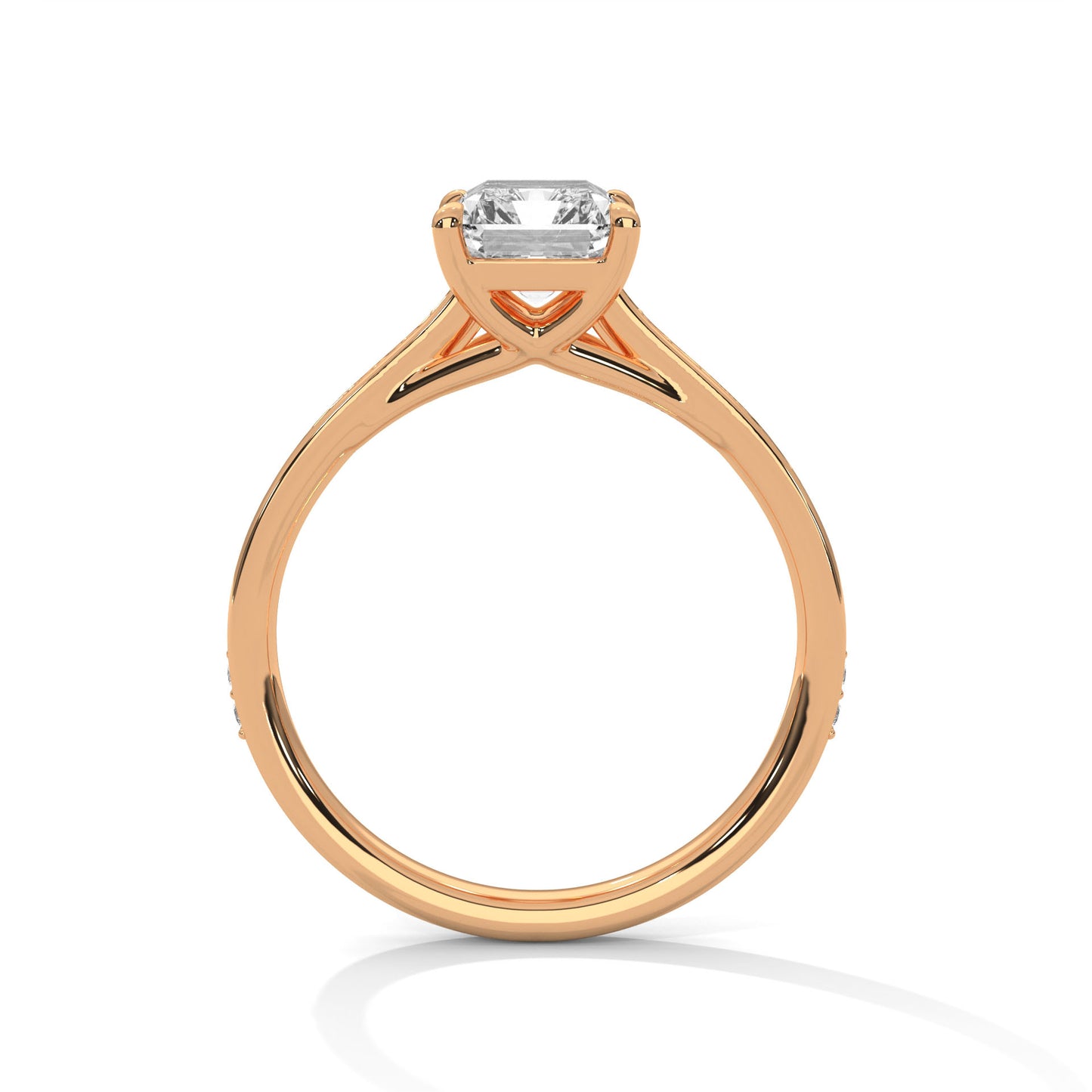 Radiant Cut Engagement Ring with Pavé Band DM-012