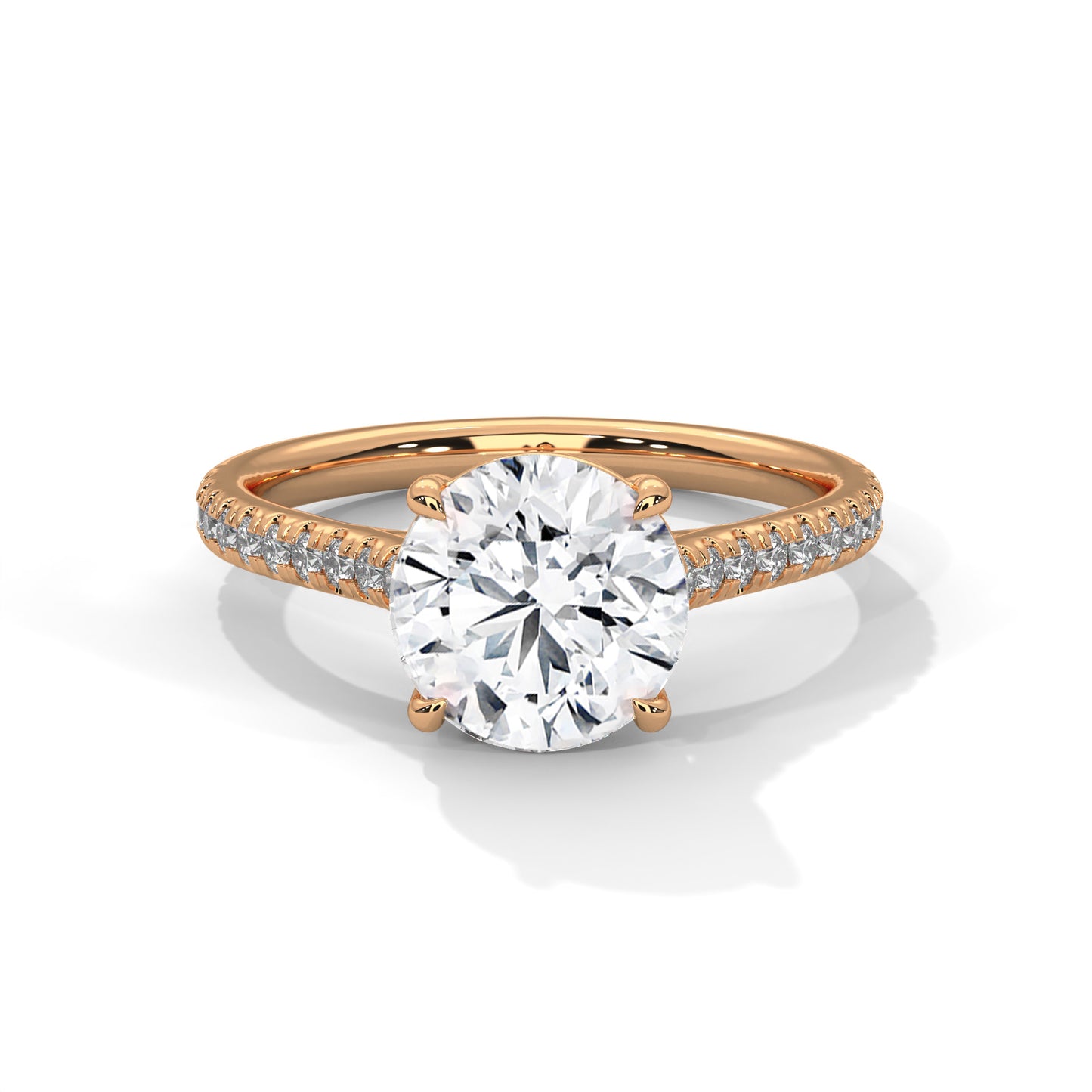 Round Solitaire Engagement Ring with Pavé Shoulders DM-024