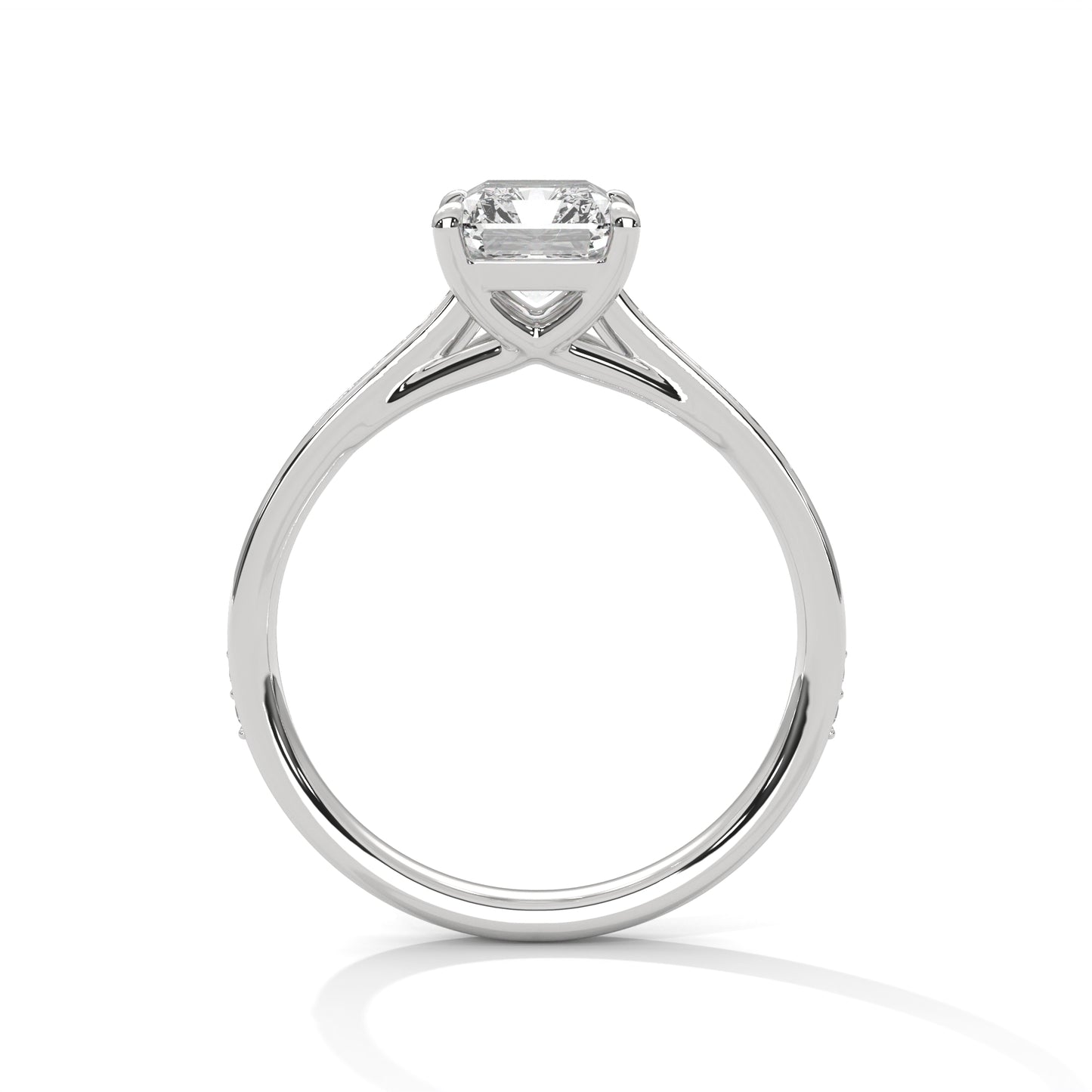 Radiant Cut Engagement Ring with Pavé Band DM-012