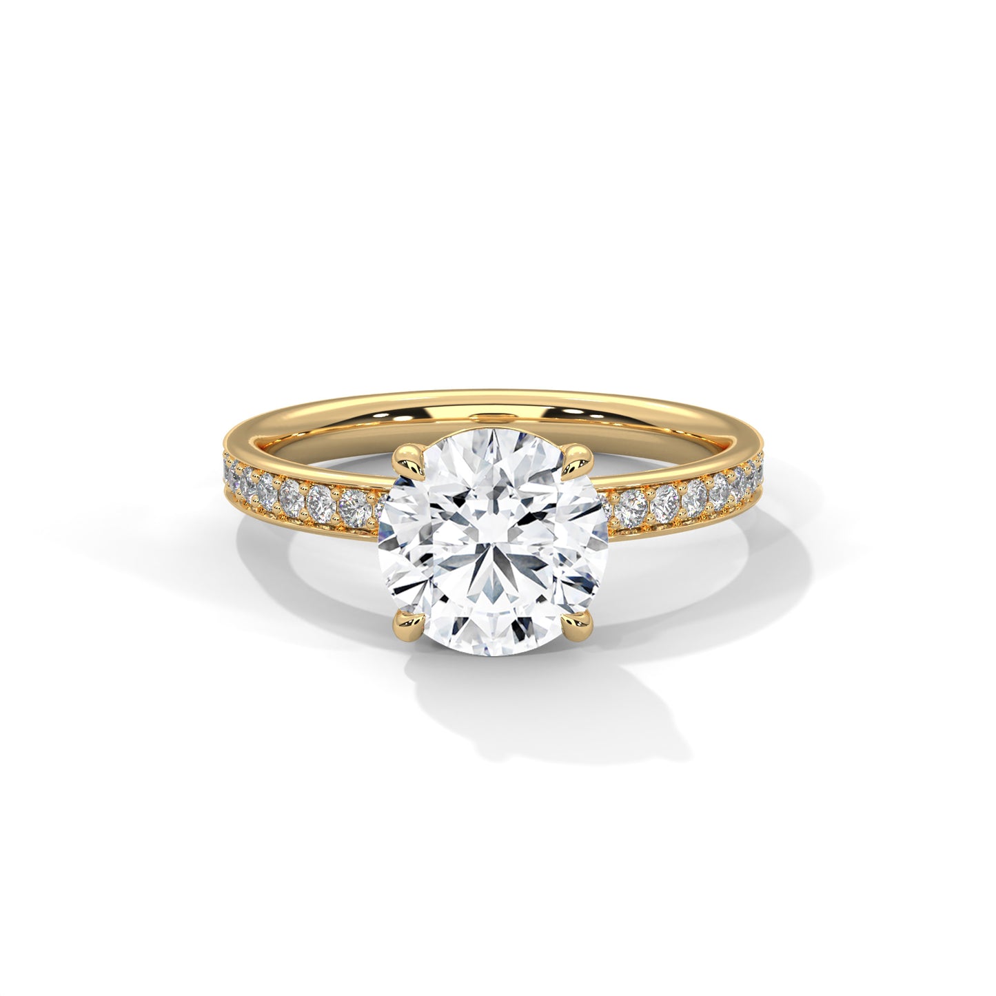 Round Hidden Halo Engagement Ring with Eternity Band DM-041