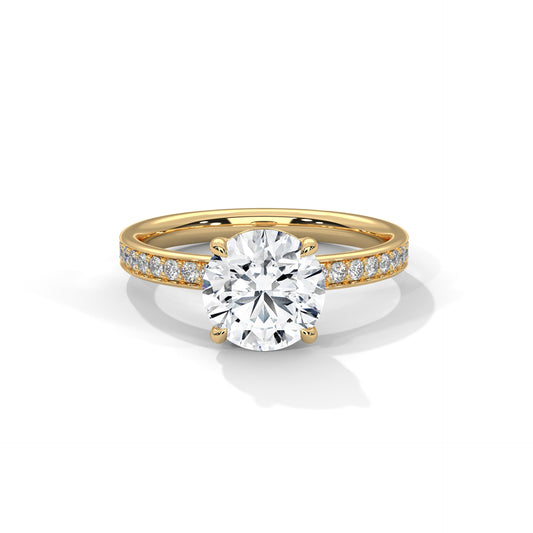 Round Hidden Halo Engagement Ring with Eternity Band DM-041