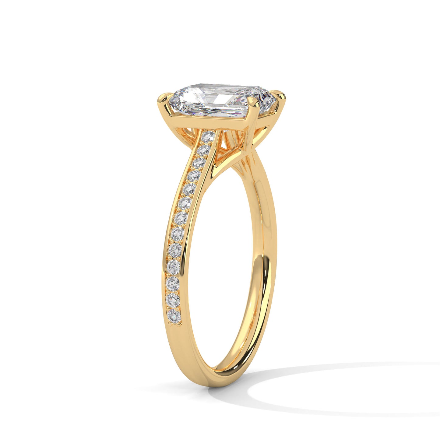 Radiant Cut Engagement Ring with Pavé Band DM-012