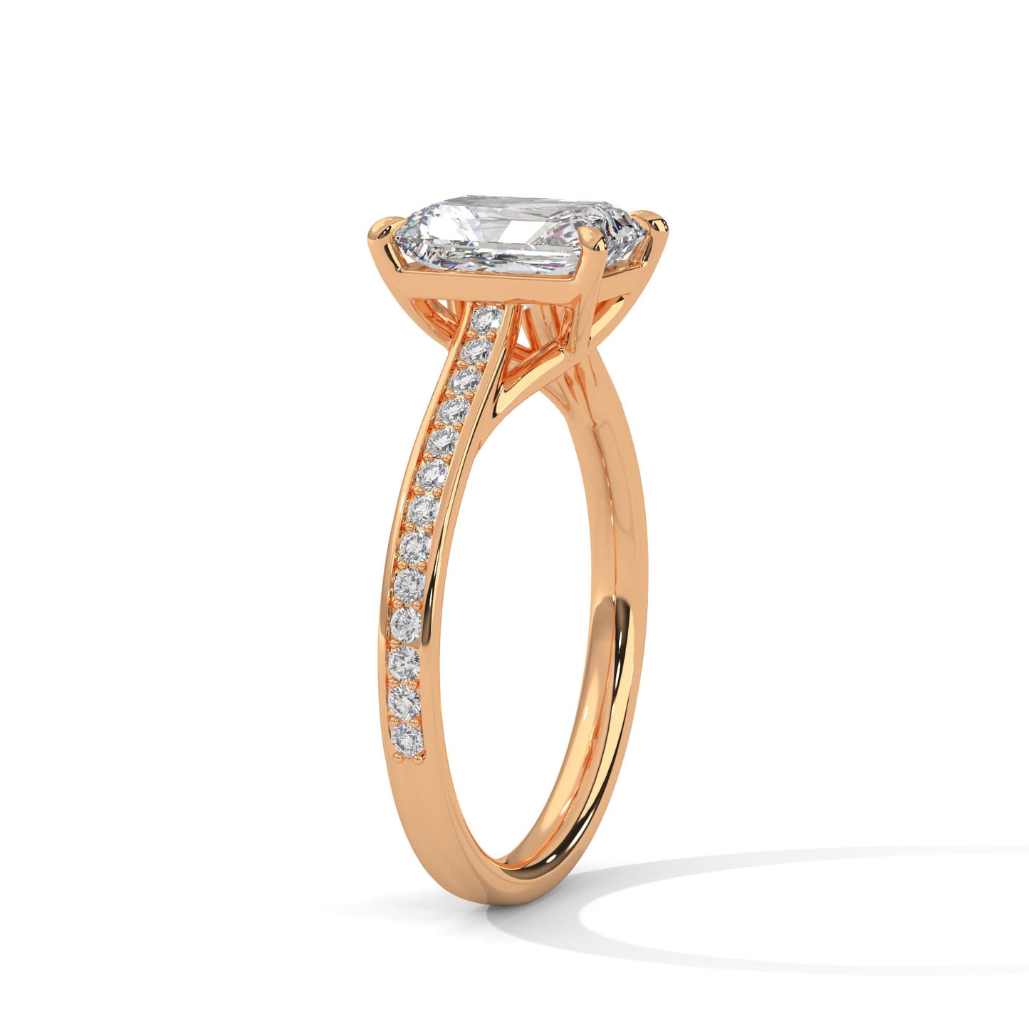 Radiant Cut Engagement Ring with Pavé Band DM-012