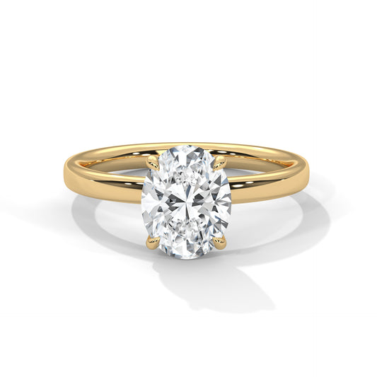 Oval Solitaire Engagement Ring with Tapered Band DM-044