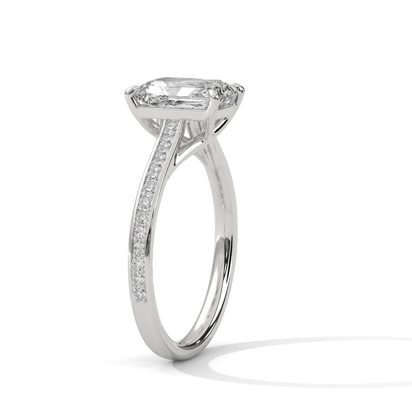 Radiant Cut Engagement Ring with Pavé Band DM-012