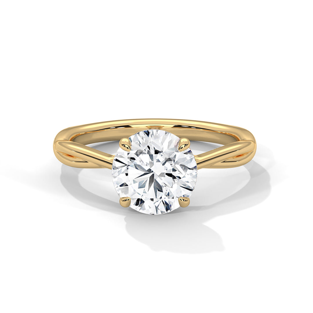 Round Solitaire Engagement Ring with Twisted Band DM-022