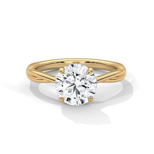 2 carat Round Solitaire Twisted Band engagement ring in yellow gold - Bijouterie Del Moral