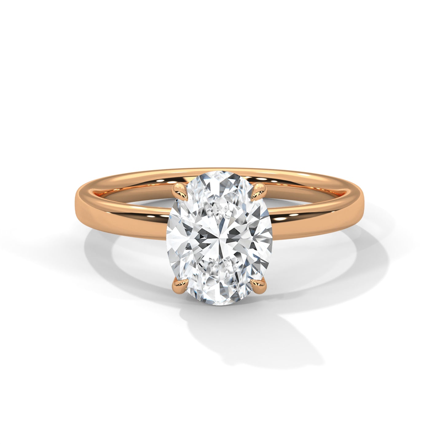 Oval Solitaire Engagement Ring with Tapered Band DM-044