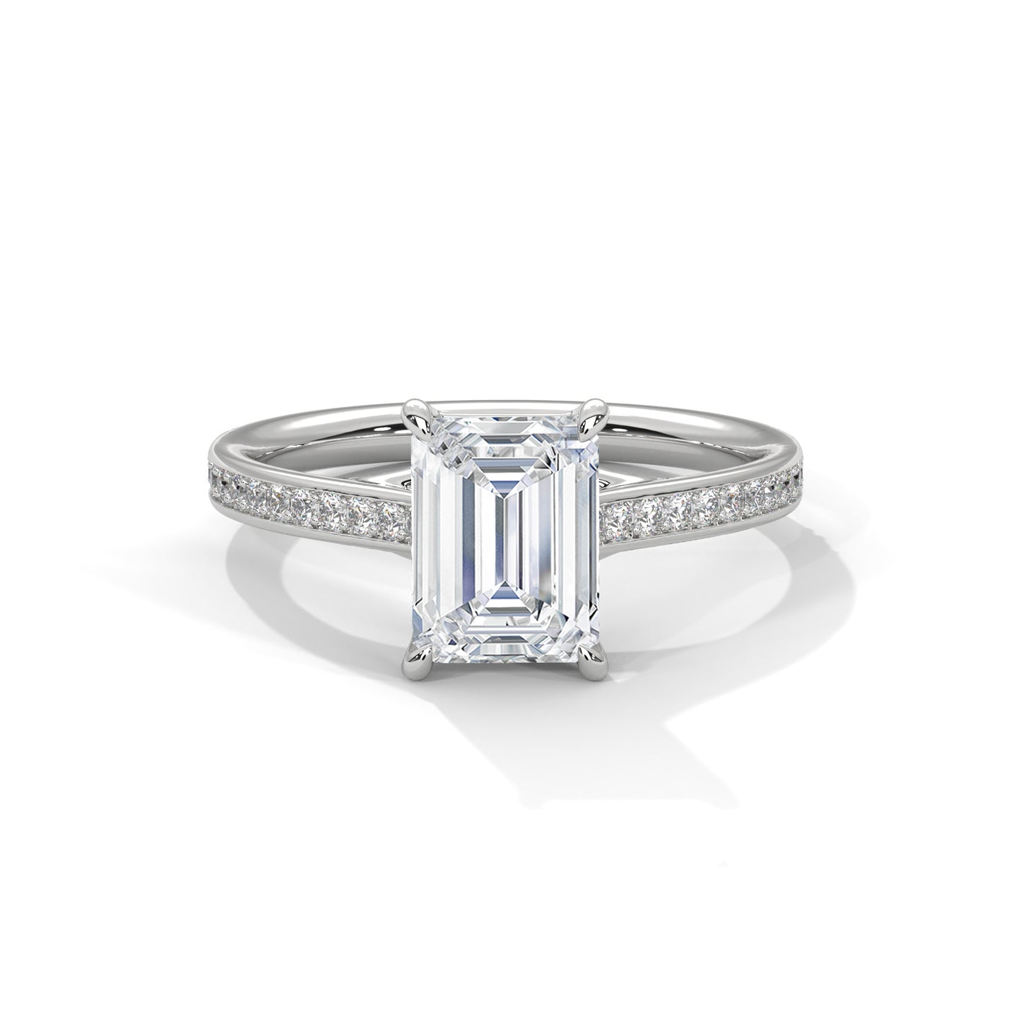 Radiant Cut Engagement Ring with Pavé Band DM-012