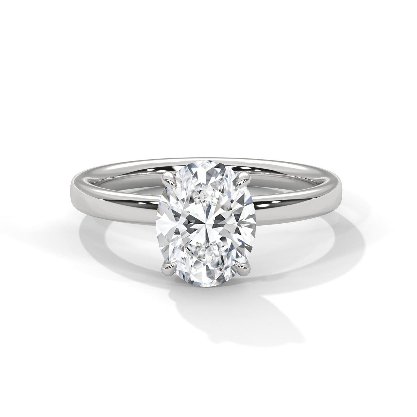 Oval Solitaire Engagement Ring with Tapered Band DM-044