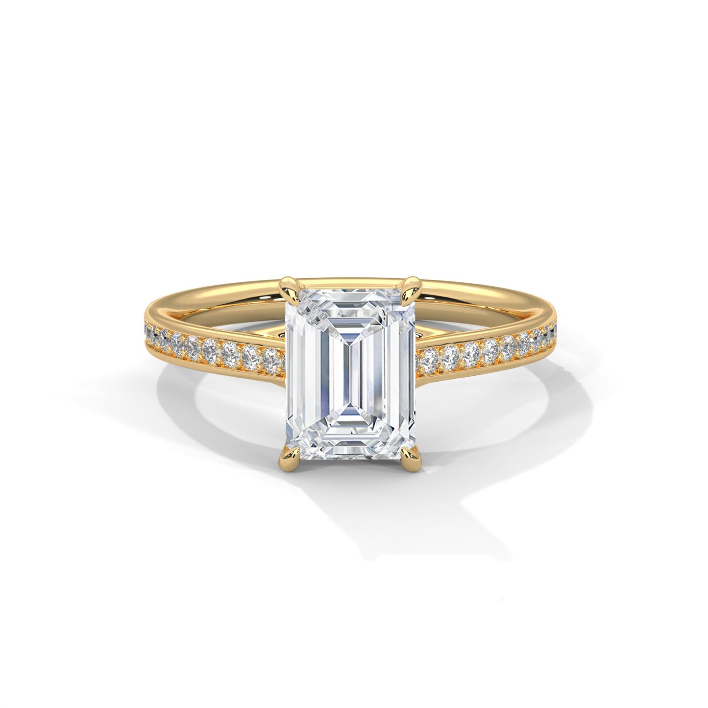 Radiant Cut Engagement Ring with Pavé Band DM-012