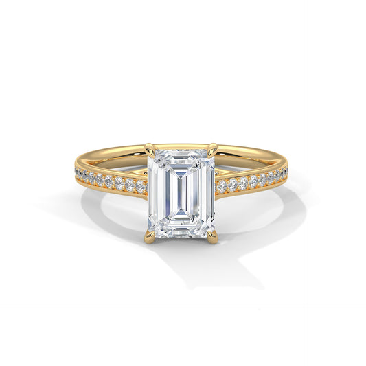 Radiant Cut Engagement Ring with Pavé Band DM-012