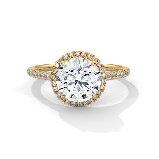 Round Halo Engagement Ring with Pavé Band DM-014