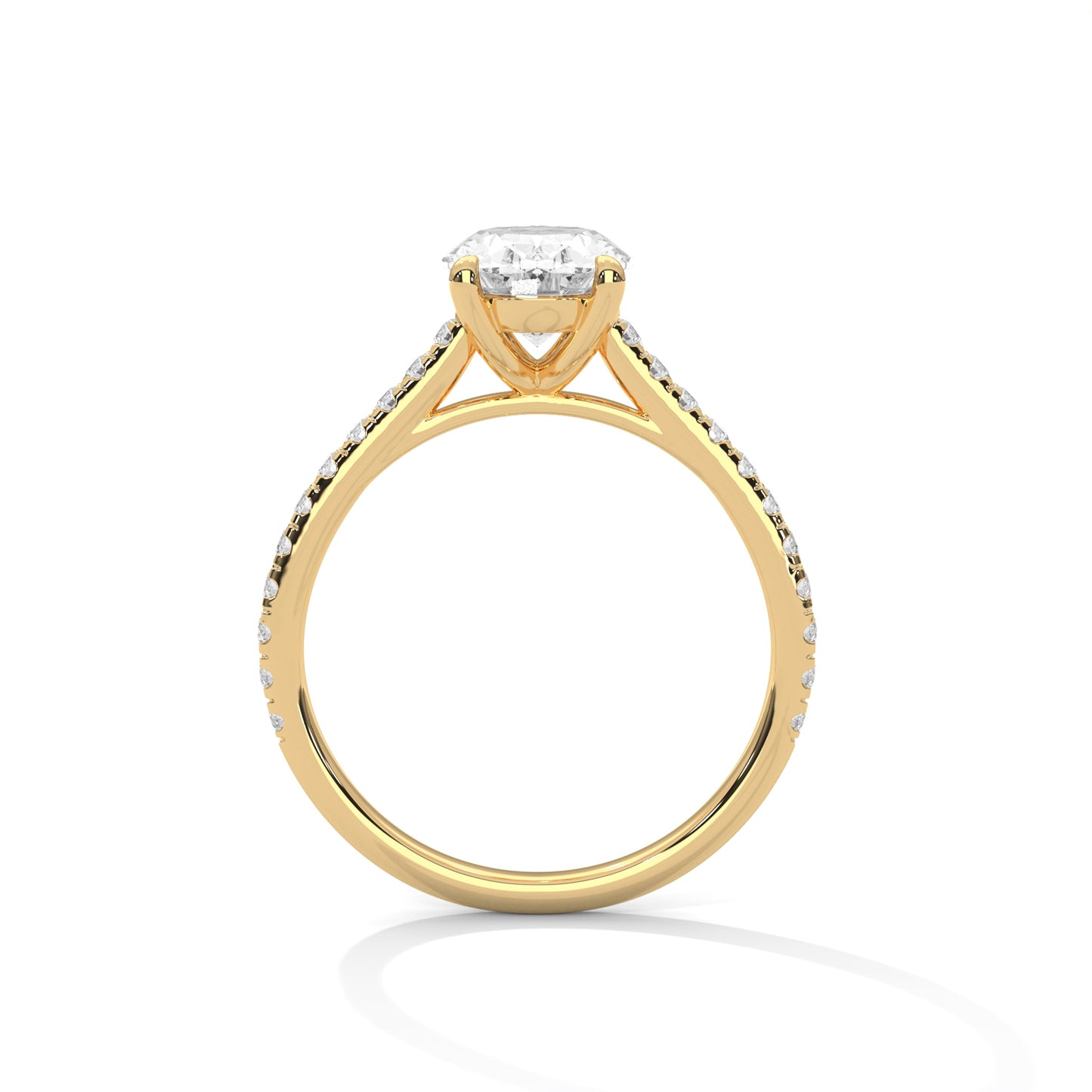 Oval Solitaire Engagement Ring with Pavé Band DM-001