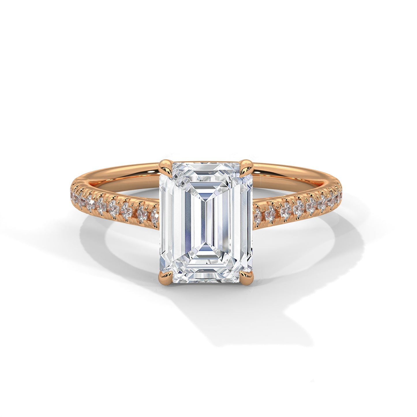 Emerald Cut Engagement Ring with Pavé Band DM-021